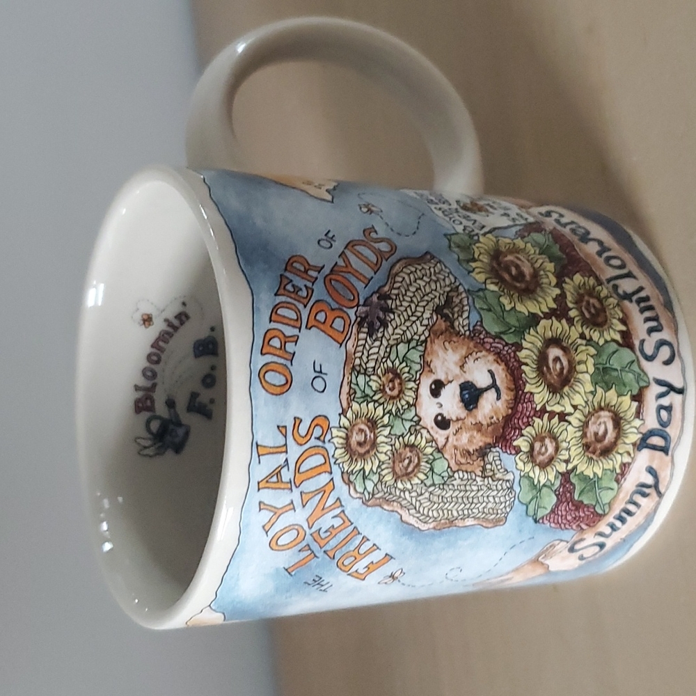 Boyds Bears Sunny Day Sunflowers Mug Vintage 1998 Bearware Pottery Ceramic
